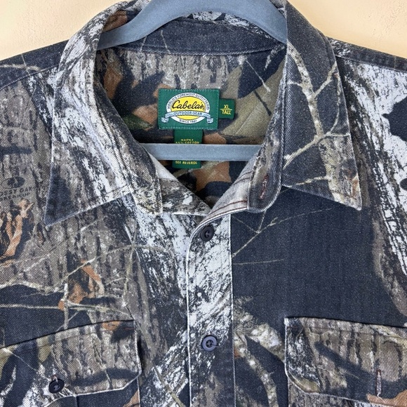 Cabela’s Camo Leaves & Logs Button Down Midweight Shirt Jacket Size XL Tall - Picture 4 of 14